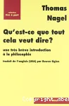 Qu'est-ce que tout cela veut dire ?